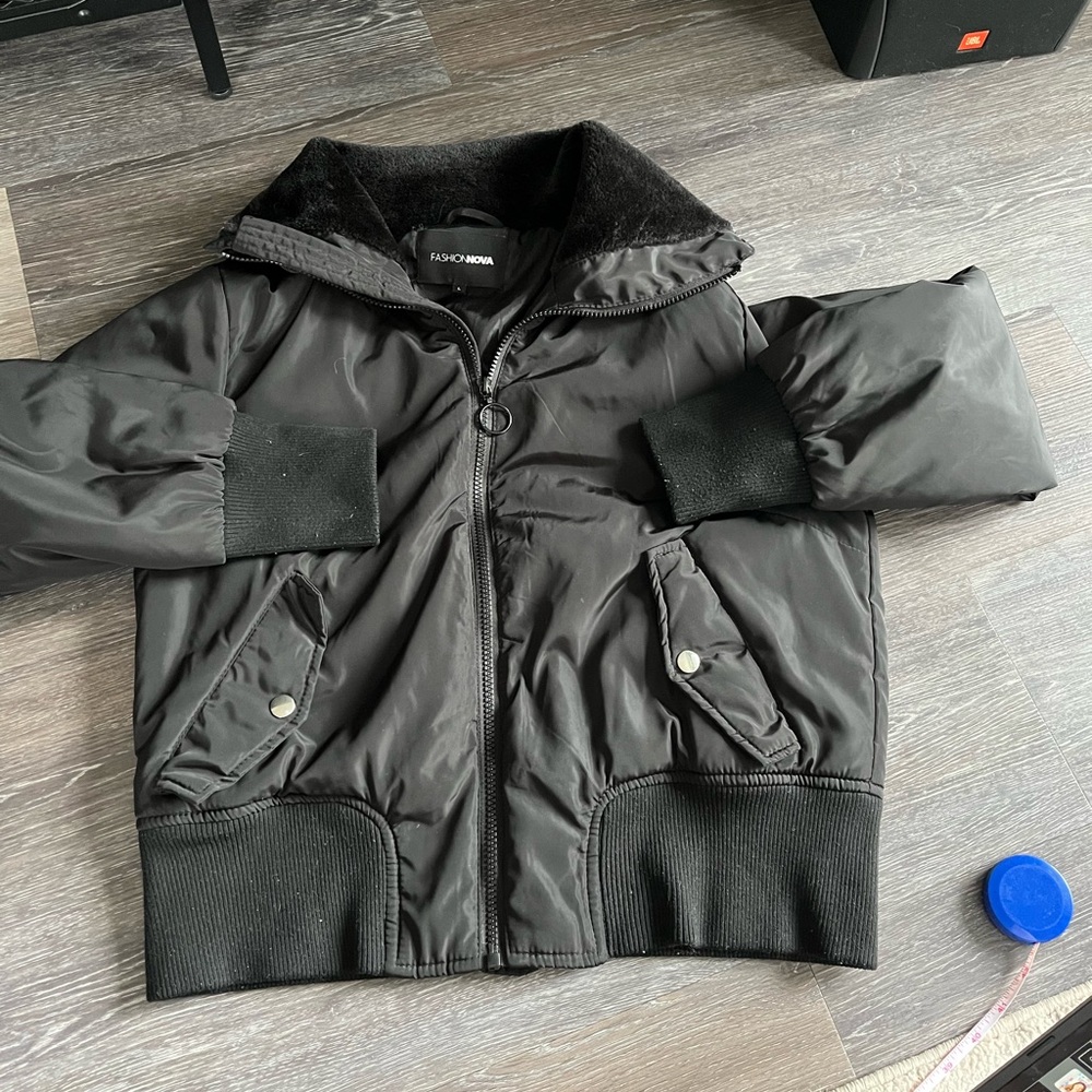 🍄Fashionova Faux Fur Collar Bomber Jacket